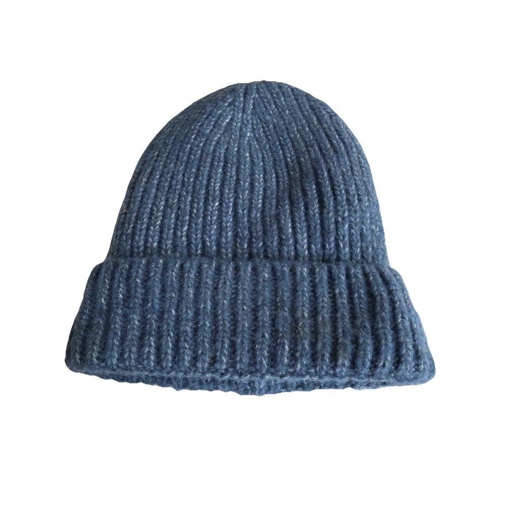 Time and Tru Blue Ribbed Beanie Hat - Plush Fleece Lined - Eco-Friendly